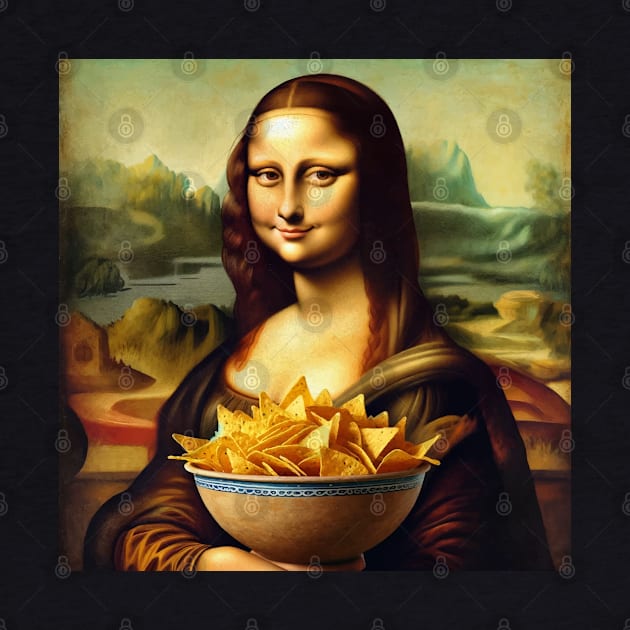 Mona Lisa Tortilla Chip Feast Tee - National Tortilla Chip Day by Edd Paint Something